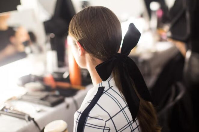 Low Ponytail with a Velvet Ribbon