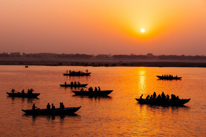 sunrise prayers in Varanasi